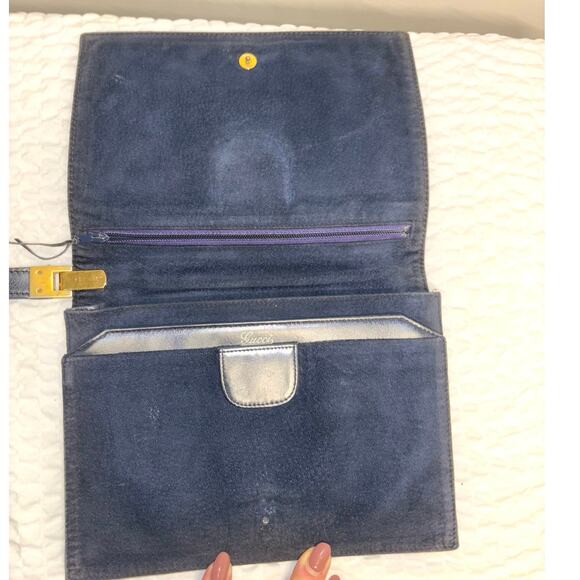 Gucci Navy Canvas/leather Clutch - Picture 5 of 9